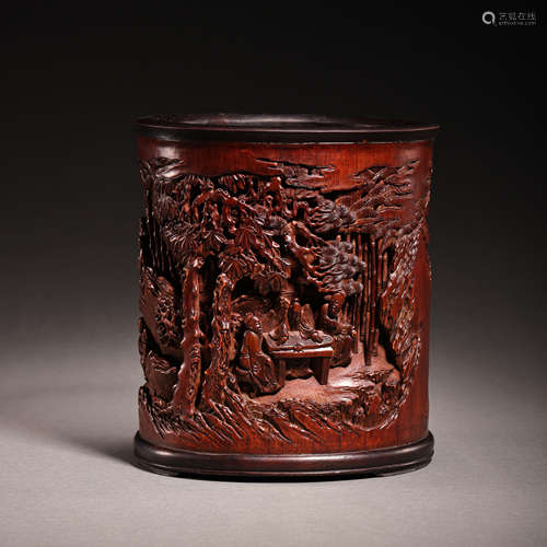 CHINESE BAMBOO CARVING PEN HOLDER, QING DYNASTY