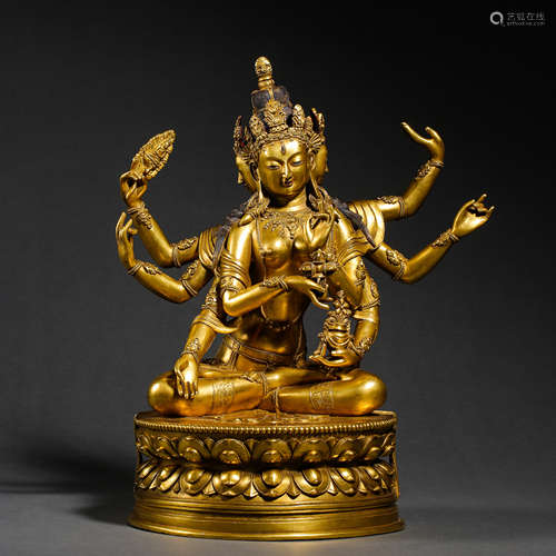 CHINESE GILT BRONZE BUDDHA, QING DYNASTY