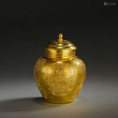 CHINESE TANG DYNASTY PURE GOLD COVERED POT