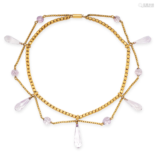 AN ANTIQUE AMETHYST NECKLACE, LATE 19TH CENTURY in