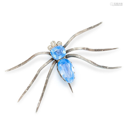 AN ANTIQUE SAPPHIRE AND DIAMOND INSECT BROOCH, 19TH