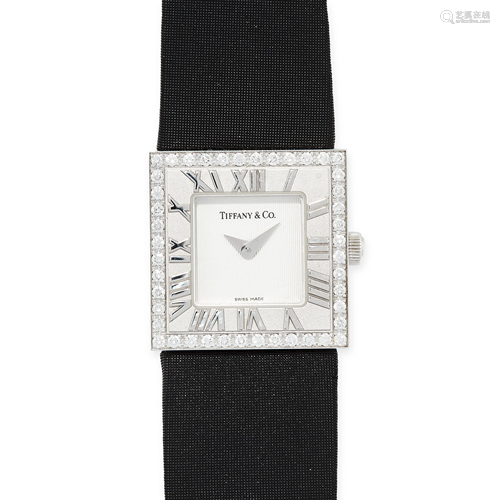 A DIAMOND ATLAS WRIST WATCH, TIFFANY & CO in 18ct white