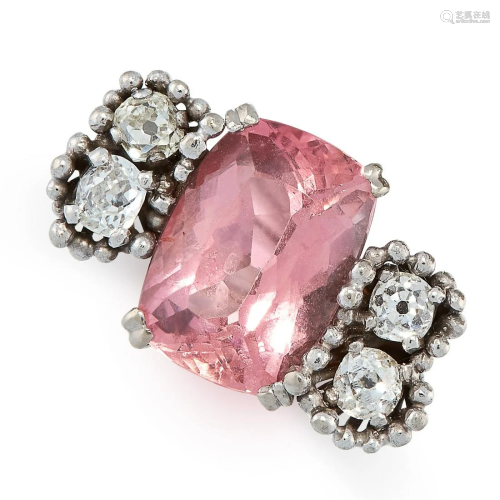 A VINTAGE PINK TOURMALINE AND DIAMOND RING, ANDREW