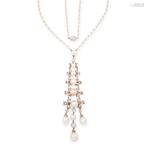 AN IMPORTANT BELLE EPOQUE NATURAL PEARL AND DIAMOND