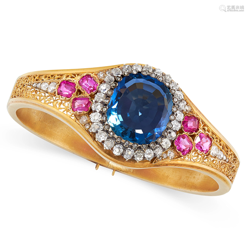 AN ANTIQUE FRENCH CEYLON NO HEAT SAPPHIRE, RUBY …