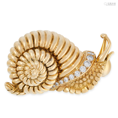 A VINTAGE DIAMOND SNAIL BROOCH, RENE BOIVIN in 18ct