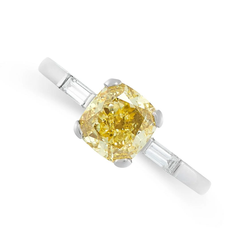 A FANCY INTENSE YELLOW DIAMOND AND WHITE DIAMOND R…