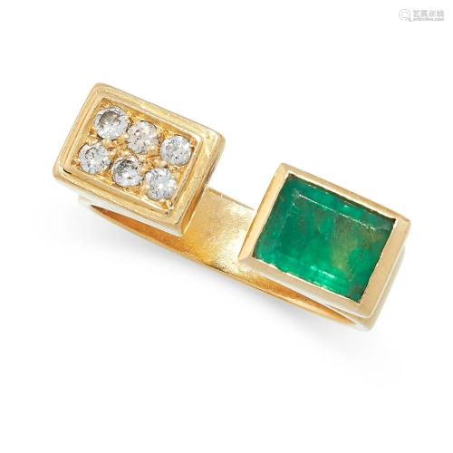 A VINTAGE EMERALD AND DIAMOND DRESS RING, CARTIER in