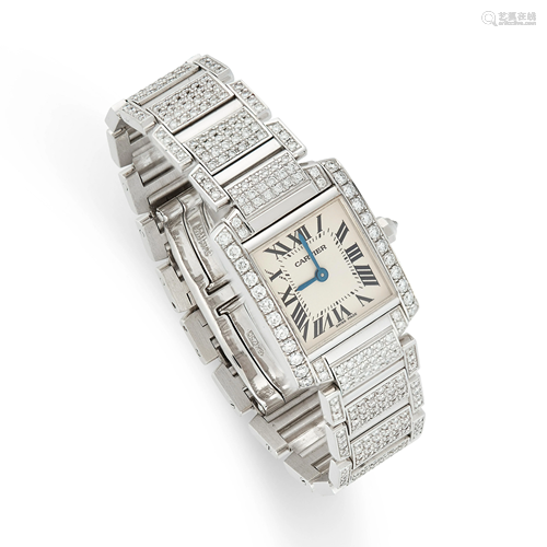 A DIAMOND TANK FRANCAISE WRIST WATCH, CARTIER in 18ct