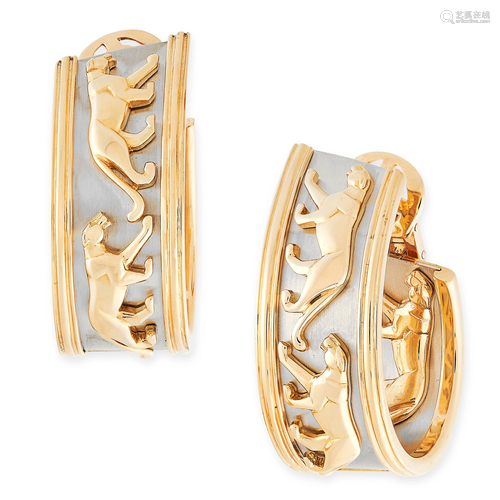 A PAIR OF PANTHERE DE CARTIER HOOP EARRINGS, CARTIER in