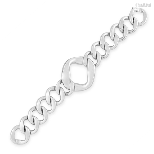 A FANCY LINK BRACELET, HERMES PARIS in silver, formed