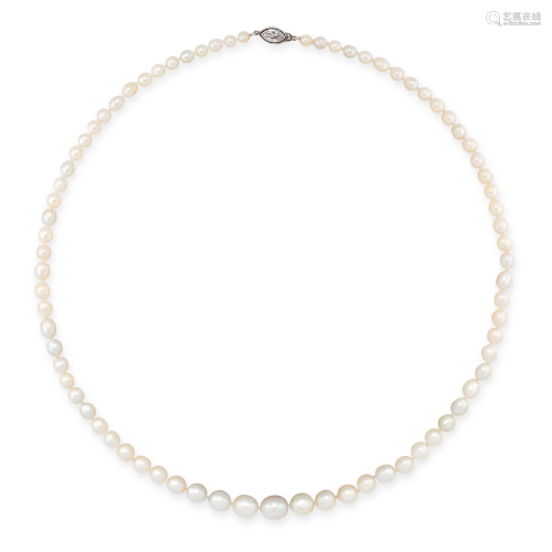 A FINE NATURAL PEARL AND DIAMOND NECKLACE comprising a