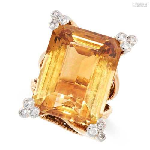 A VINTAGE CITRINE AND DIAMOND COCKTAIL RING, MARCH…