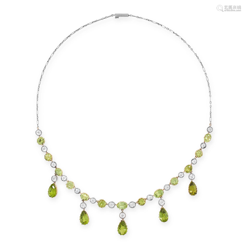 AN ANTIQUE PERIDOT AND PASTE NECKLACE, CIRCA 1900