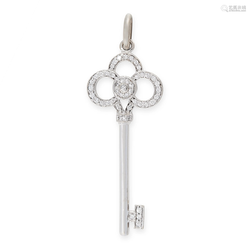 A DIAMOND KEY PENDANT, TIFFANY & CO in 18ct white gold,