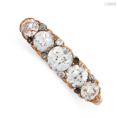 AN ANTIQUE DIAMOND FIVE STONE RING, CIRCA 1900 in 18ct