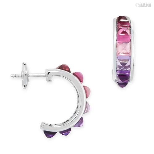 A PAIR OF AMETHYST, TOURMALINE AND GARNET EARRIN…