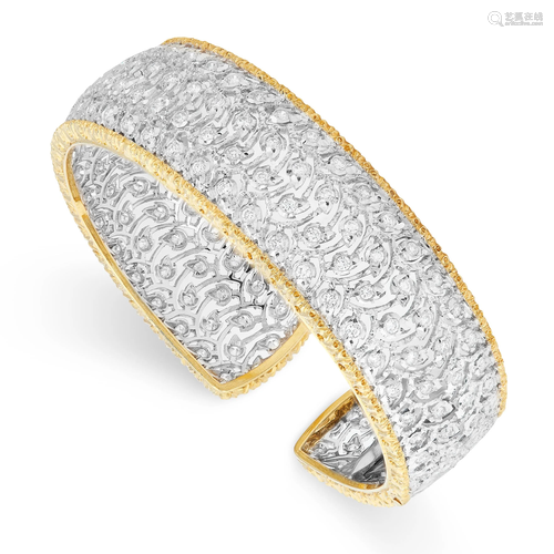 A DIAMOND CUFF BANGLE, BUCCELLATI in 18ct yellow gold