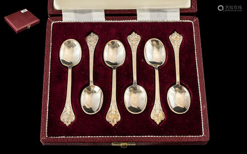 Sterling Silver Box of ( 6 ) Matching Small Spoons, In Origi...