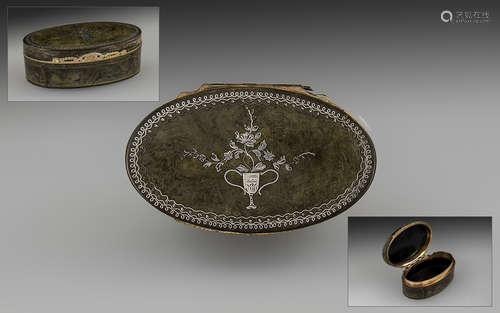 French 18th Century Magnificent Pressed Horn Lidded Snuff Bo...