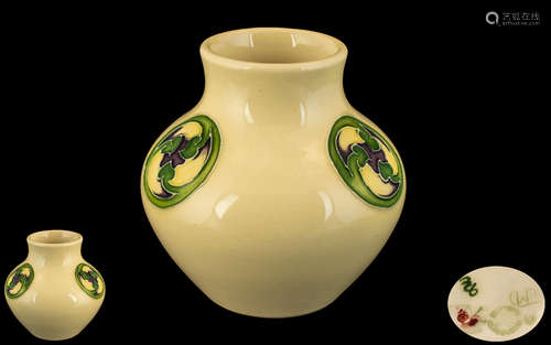 Moorcroft Modern Small Cabinet Vase, ivory glazed, decorated...