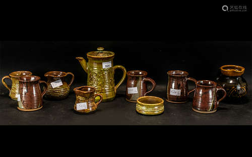 Ten Items of Brown Glazed Stoneware Art Pottery comprising t...