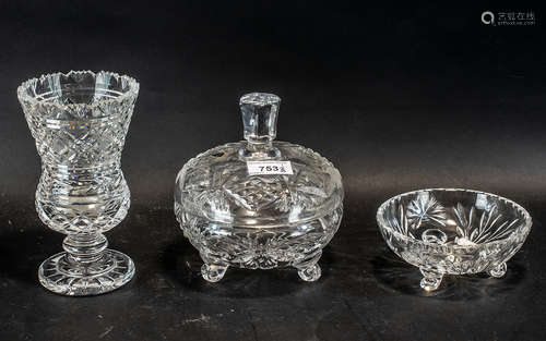 A Waterford Irish Crystal Lidded Trinket Pot and small dish....