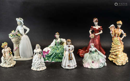 A Collection of Porcelain Figures to include Coalport Ladies...