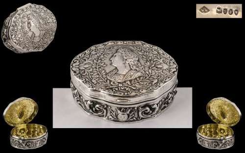 French 19th Century Louis VIIII Silver Snuff/ Trinket Box of...