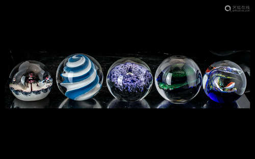 A Collection of Five Swarovski Glass Paperweights all in ori...