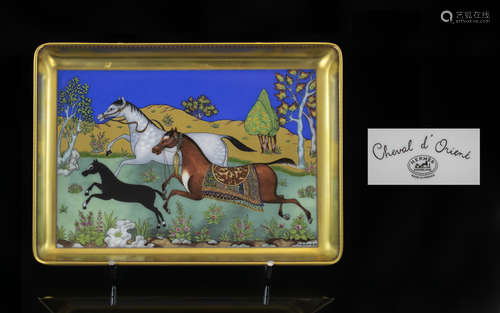 Hermes - Cheval-D'Orient Hand Painted Porcelain Small Tray -...