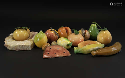 Collection of Decorative Glass Fruits, 16 in total, apples, ...