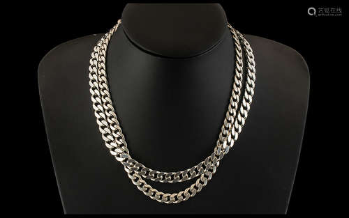 A Fine Quality Vintage Pair of Sterling Silver Curb Necklace...