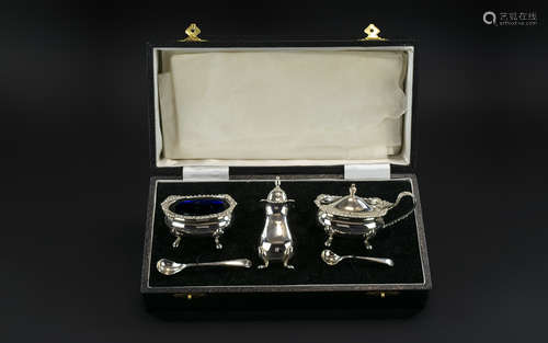 Elizabeth ll Five Piece Sterling Silver Condiment Set, boxed...