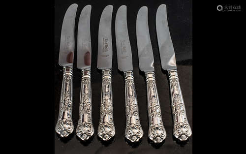 Kings Pattern ( 6 ) x Silver Handles Tea Knives. Hallmarked ...