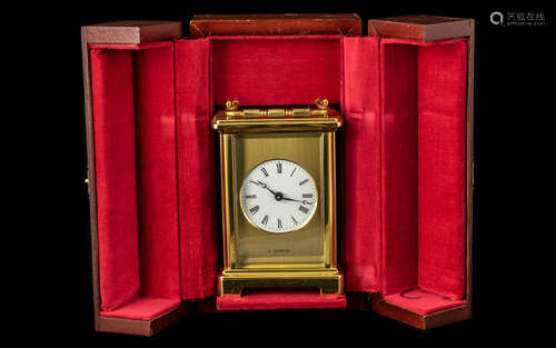 Modern Brass Cased Carriage Clock of Fine Quality With Carry...