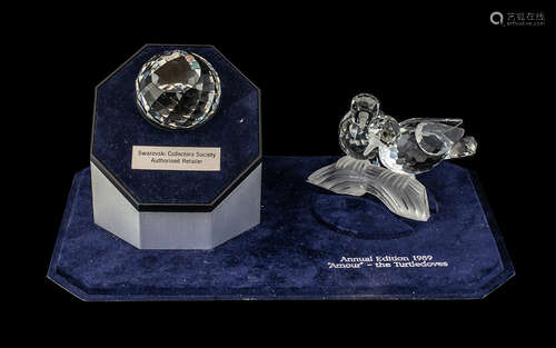 Swarovski Annual Members Piece 1989 - The Turtle Doves 'Amou...