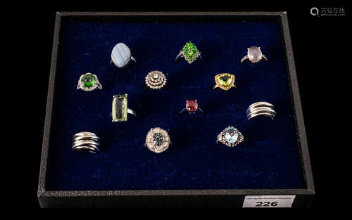 Excellent Collection of Sterling Silver Stone Set Dress Ring...