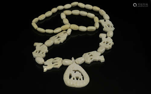 A 1930's Camel Bone Carved Necklace, probably North African,...