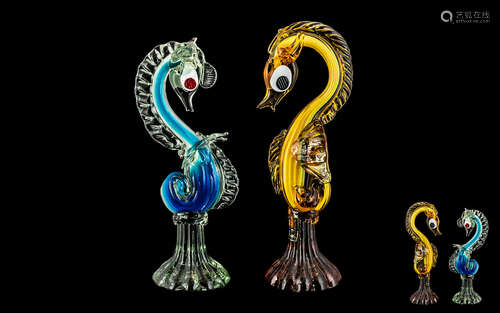 Murano - 1960's Quality and Novelty Pair of Glass Sea-horses...