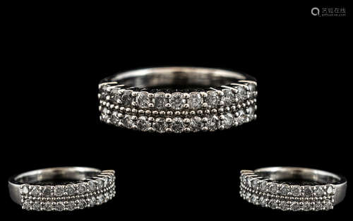 18ct White Gold Attractive Diamond Set Half - Eternity Ring....