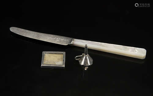 Sterling Silver Mother of Pearl Handled Butter Knife, circa ...