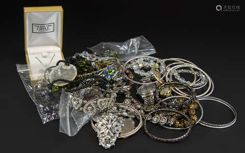 Mixed Bag of Vintage Costume Jewellery including bangles, br...