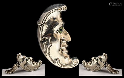 Vintage Sterling Silver Novelty ' Man In the Moon ' Vesta Ca...