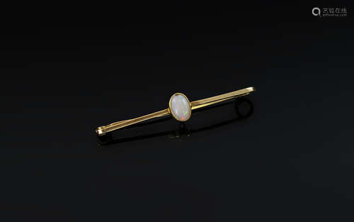 Victorian Period 15ct Gold - Opal Set Brooch. The Central Ov...