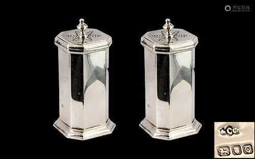 George VI Excellent Pair of Sterling Silver Pepperettes of C...