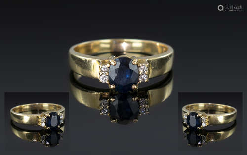 Ladies 14ct Gold Contemporary Diamond and Sapphire Set Dress...