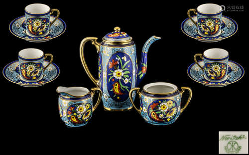 Noritaki Decorated Porcelain Coffee Set In The Cloisonne Pat...