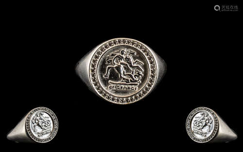 Gents Silver Signet Ring. Silver Ring, Size U. An Attractive...