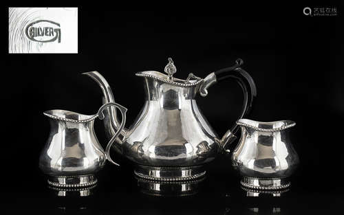 Indian Silver Bachelors ( 3 ) Piece Silver Tea-Service. Comp...